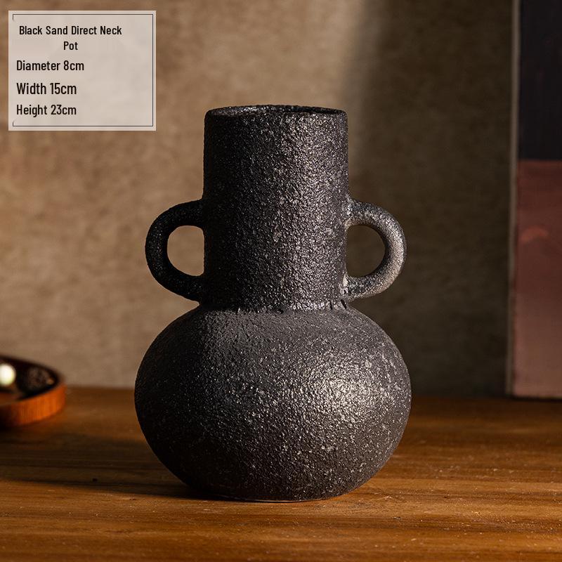 Retro Wabi-Sabi Jingdezhen Ceramic Vase - Vintage Style Small Flower Arrangement Ornament