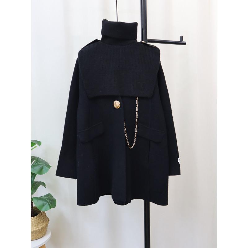 2025 autumn and winter new removable shawl knitted double-sided woolen coat cardigan two-piece set femininity sweater jacket