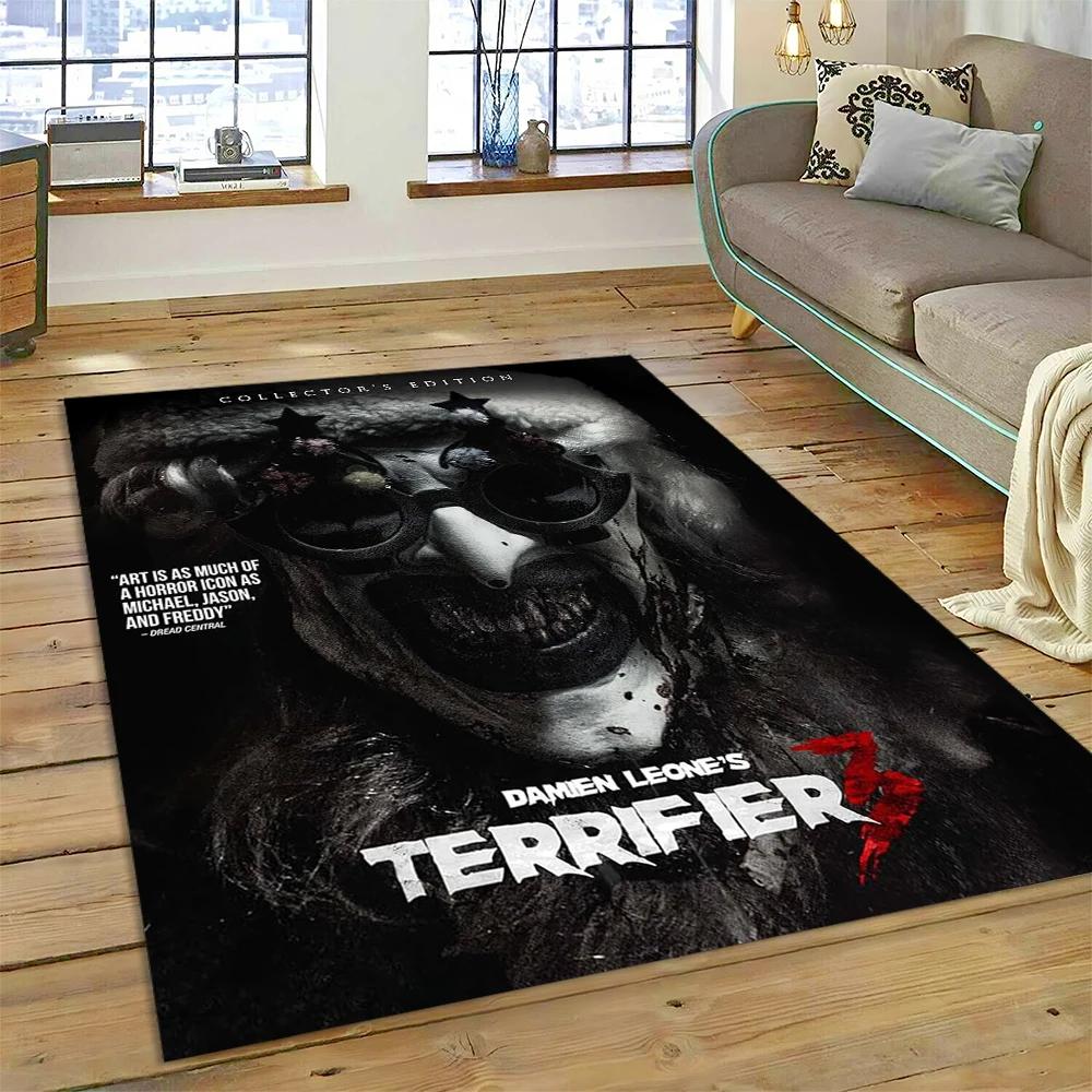 2025 New Style Terrifier 3 Horror Clown Movie Carpet Rug for Bedroom Living Room Home Sofa Decoration,kids Play Decor Floor Mat