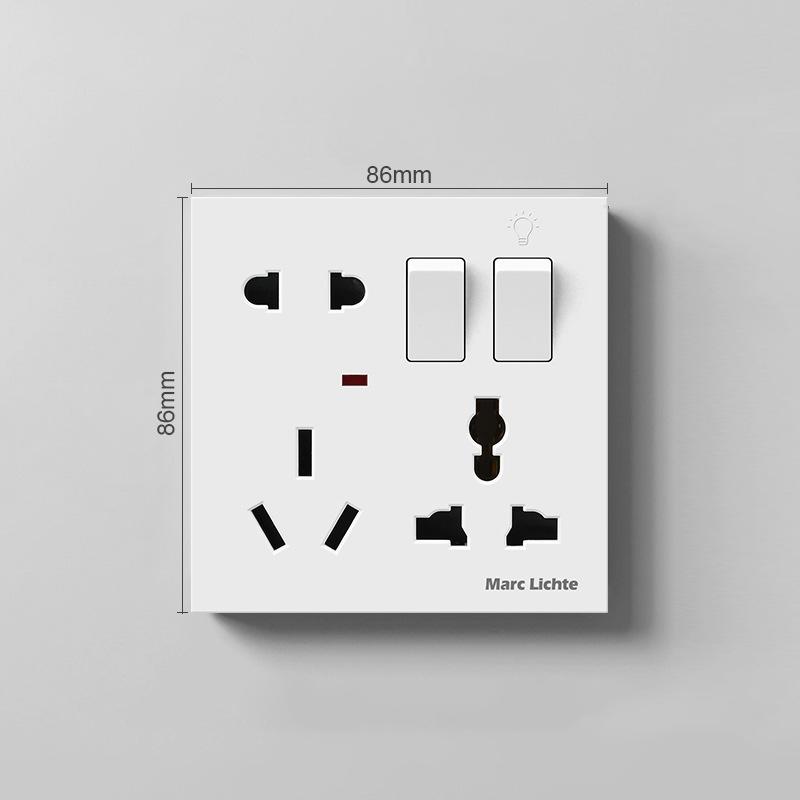 1PC 5pin Power Plug Two Or Three Plugs With 1Gang Switch Control Socket Universal Wall 86 Type Multifunctional Eight-Hole