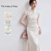 VICTORIA&VERA Women's Floral Print Mid-Length Qipao