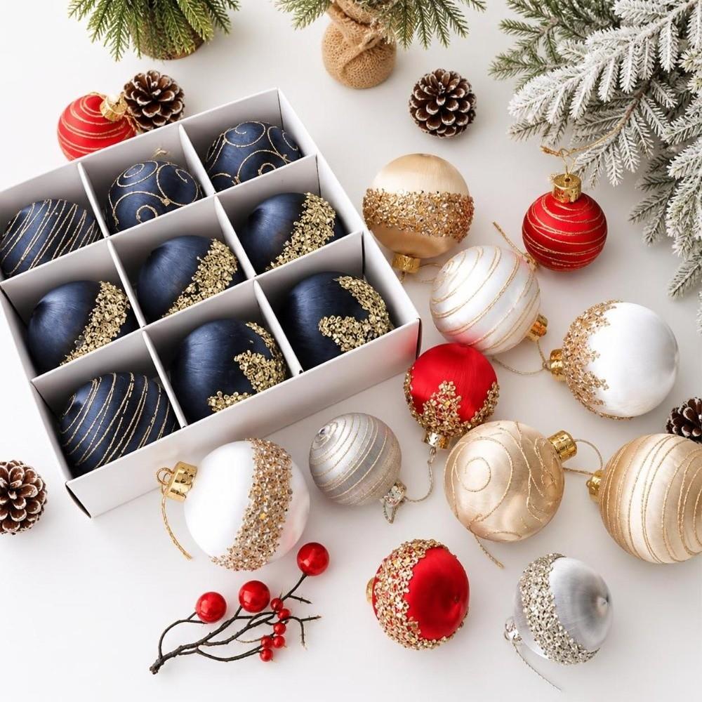 16Pcs/set 8 CM Christmas Tree Ornaments 9 Pcs Xmas Tree Decorations  Home Decor