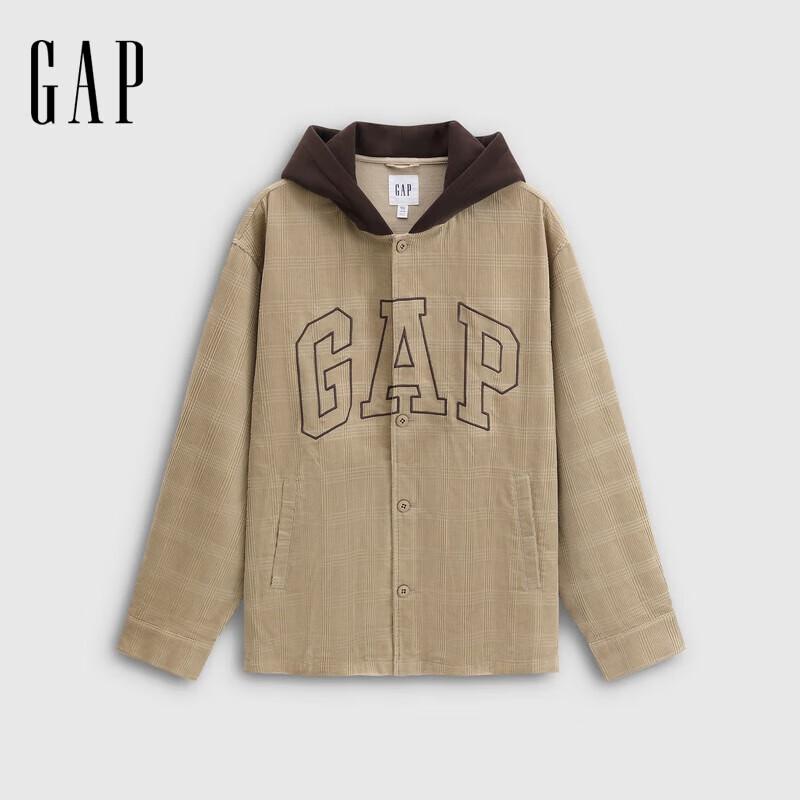 Gap Men's Fall 2025 Logo Plaid Corduroy Hooded Jacket