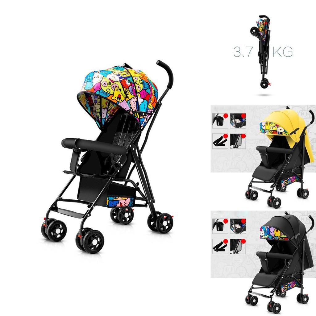 Stroller Portable Baby Sit Or Lie Down Folding Pushchair Backrest Adjustable