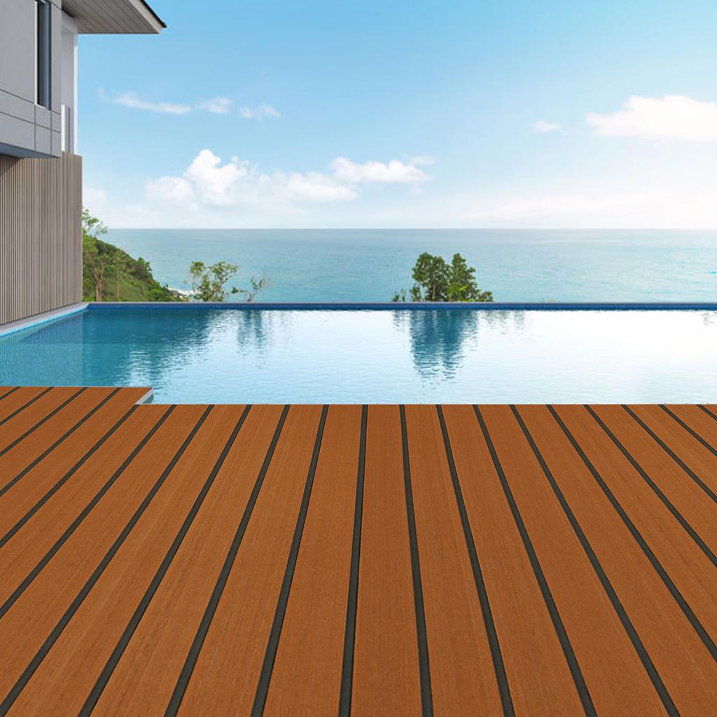 EVA Non-Slip RV Floor Mat, Waterproof Boat Deck Padding, 6mm Thick Teak Style Marine Gym Mat, All-Purpose Surface Protection