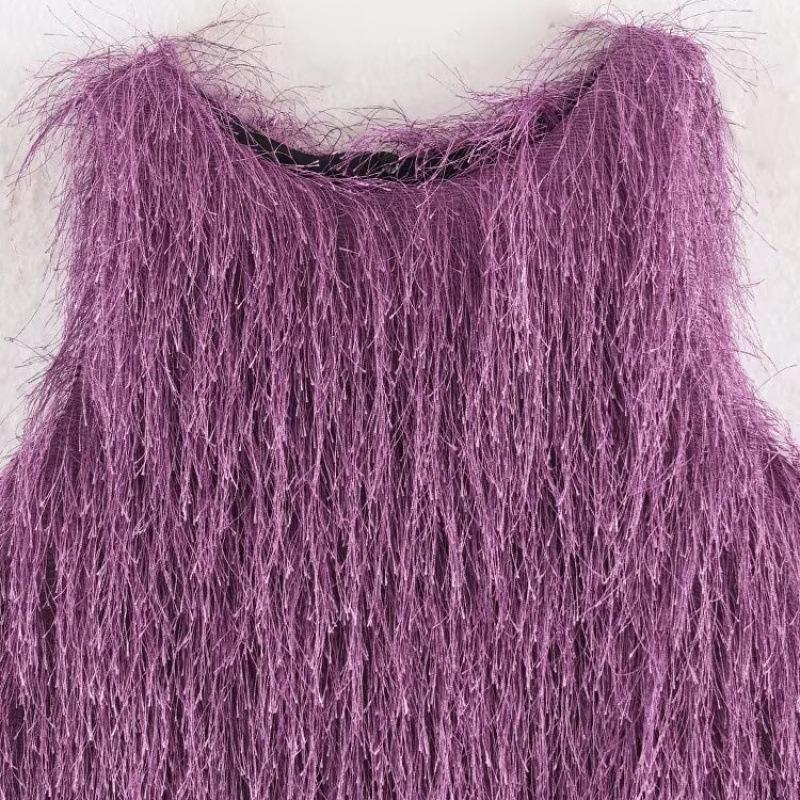 2026 Spring European & American Sweet Tassel Sleeveless Top & Skirt Set