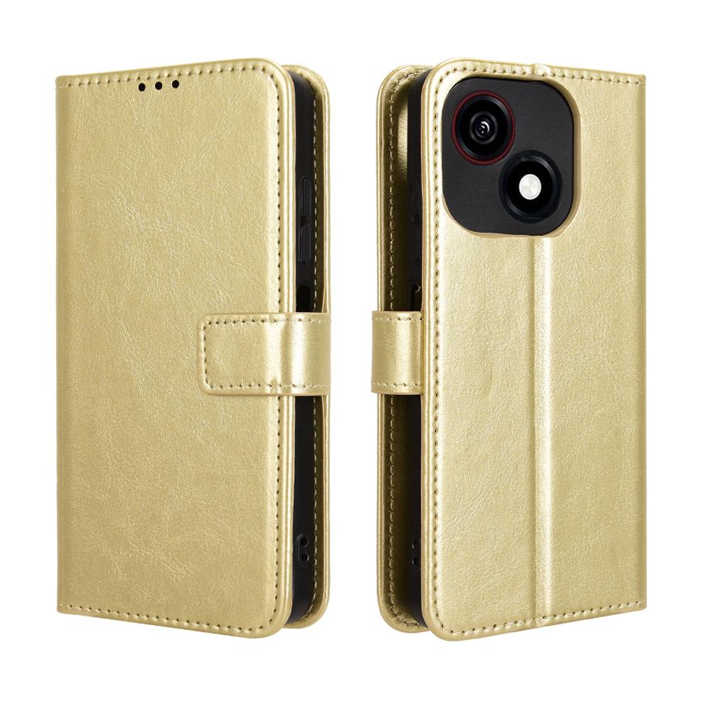 

Кожаные флип-чехлы для ZTE Blade A35e Кожаный чехол [Flip Vintage Leather] Кошелек противоударный прочный ретро флип-чехол for ZTE Blade A35e золотой