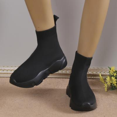 Shoes for Women Large Size 43 Fashion Winter Short Tube Flat Socks Boots Round Head Mid-heel Sleeve Sneakers for Women Boots