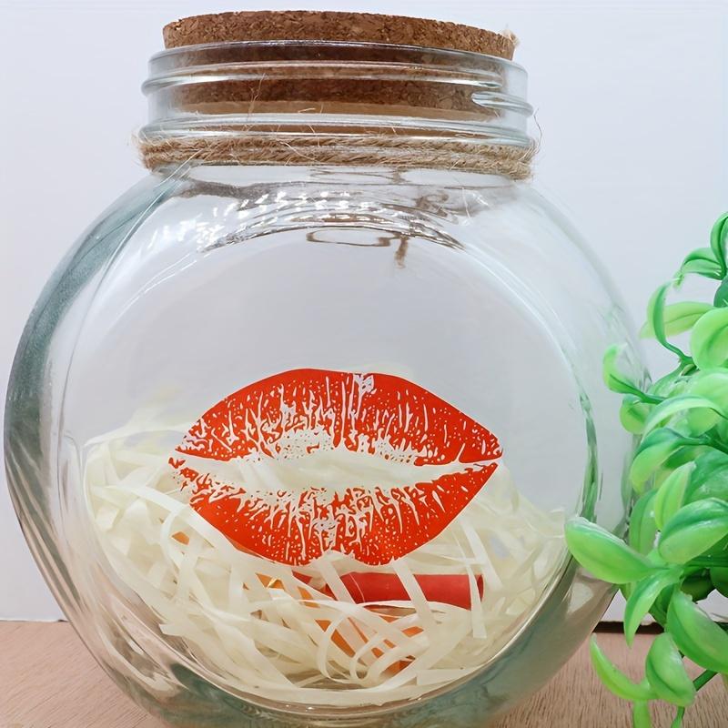 56x34mm Transparent Red Lips Sticker Label (300 Labels/roll), Shrink-wrapped Packaging With Plastic Film