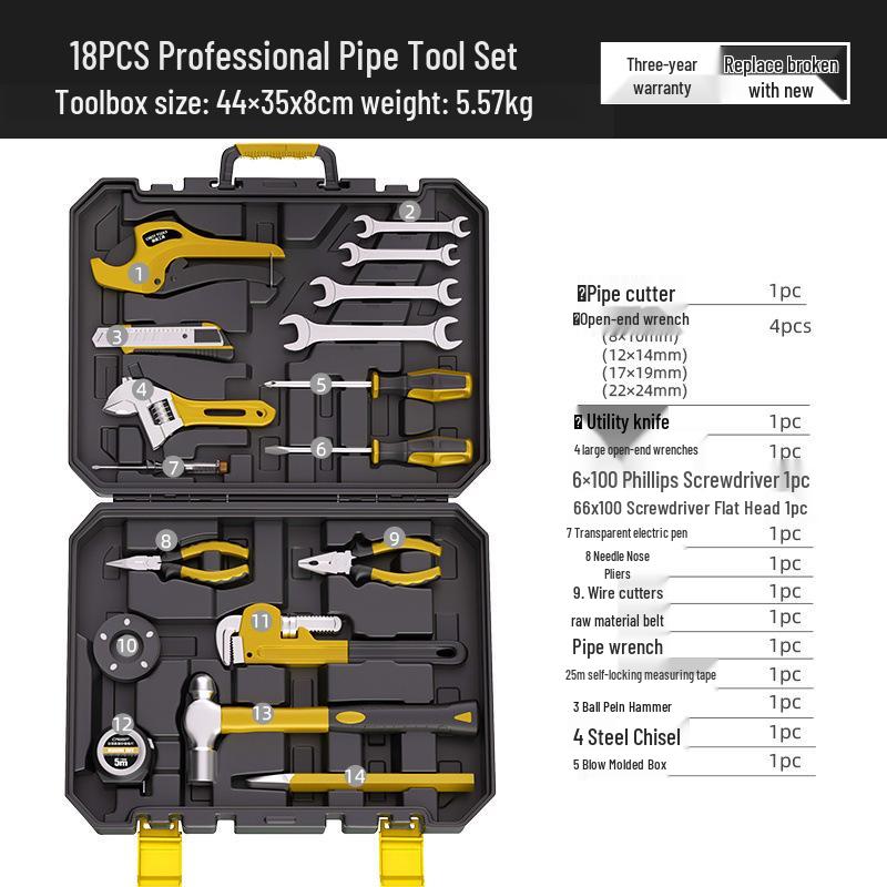 Zestaw narzędzi Rede Home: Rodzinny Zestaw Naprawczy ze Śrubokrętami, Młotkiem, Kluczami i Elementami Złącznymi.