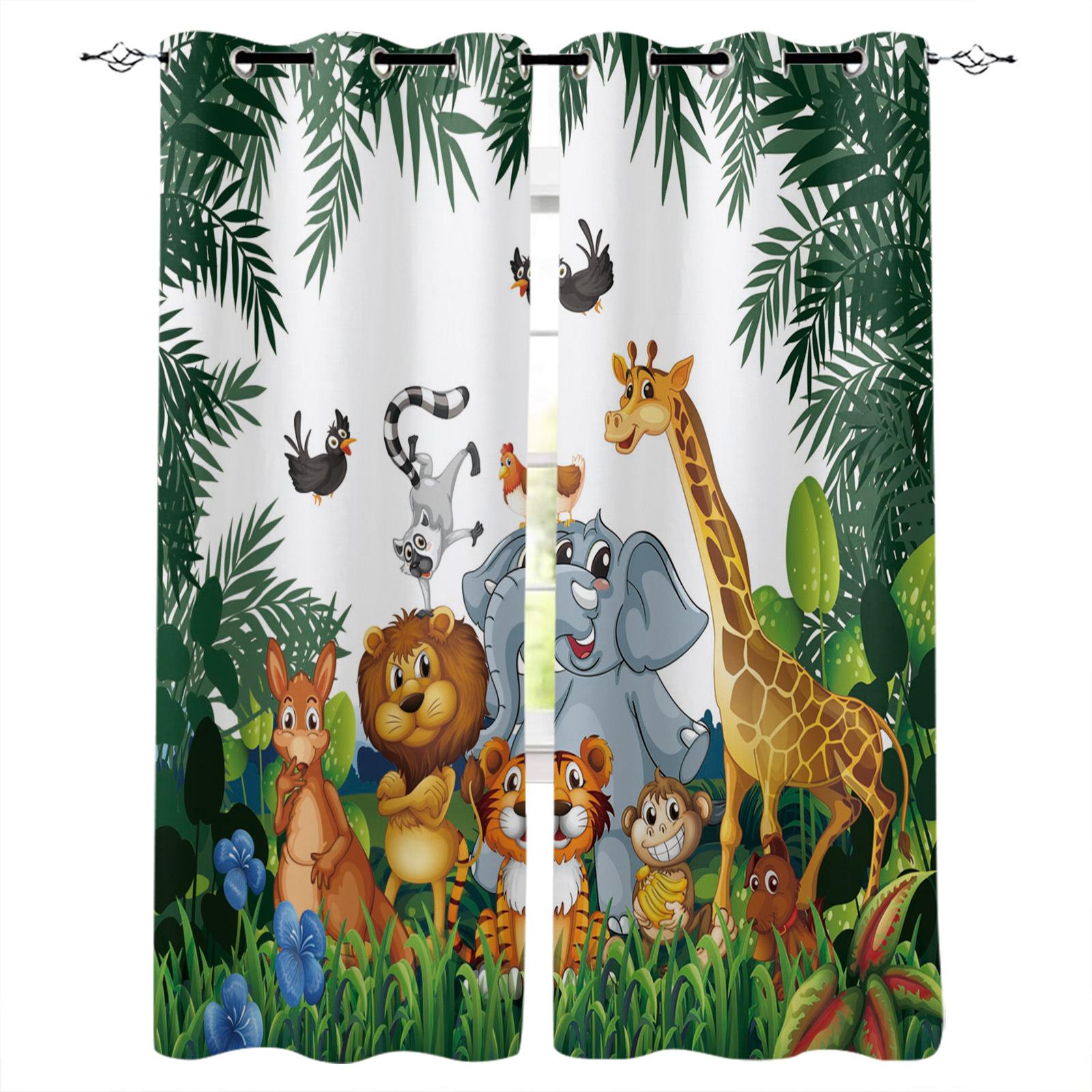 

Curtain Forest Zoo Cartoon Children 3D Digital Printing High Density Blackout 140*100