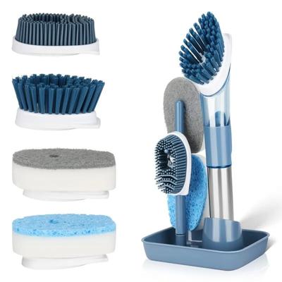 4 In1Kitchen Cleaning Brush Cleaning Tool Stainless Steel Handle Dishwashing Brush Household Kitchen Accessories Tool Sink Brush