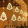 LED Santa Claus Christmas Curtain String Lights for Windows - Festive Cartoon Decoration