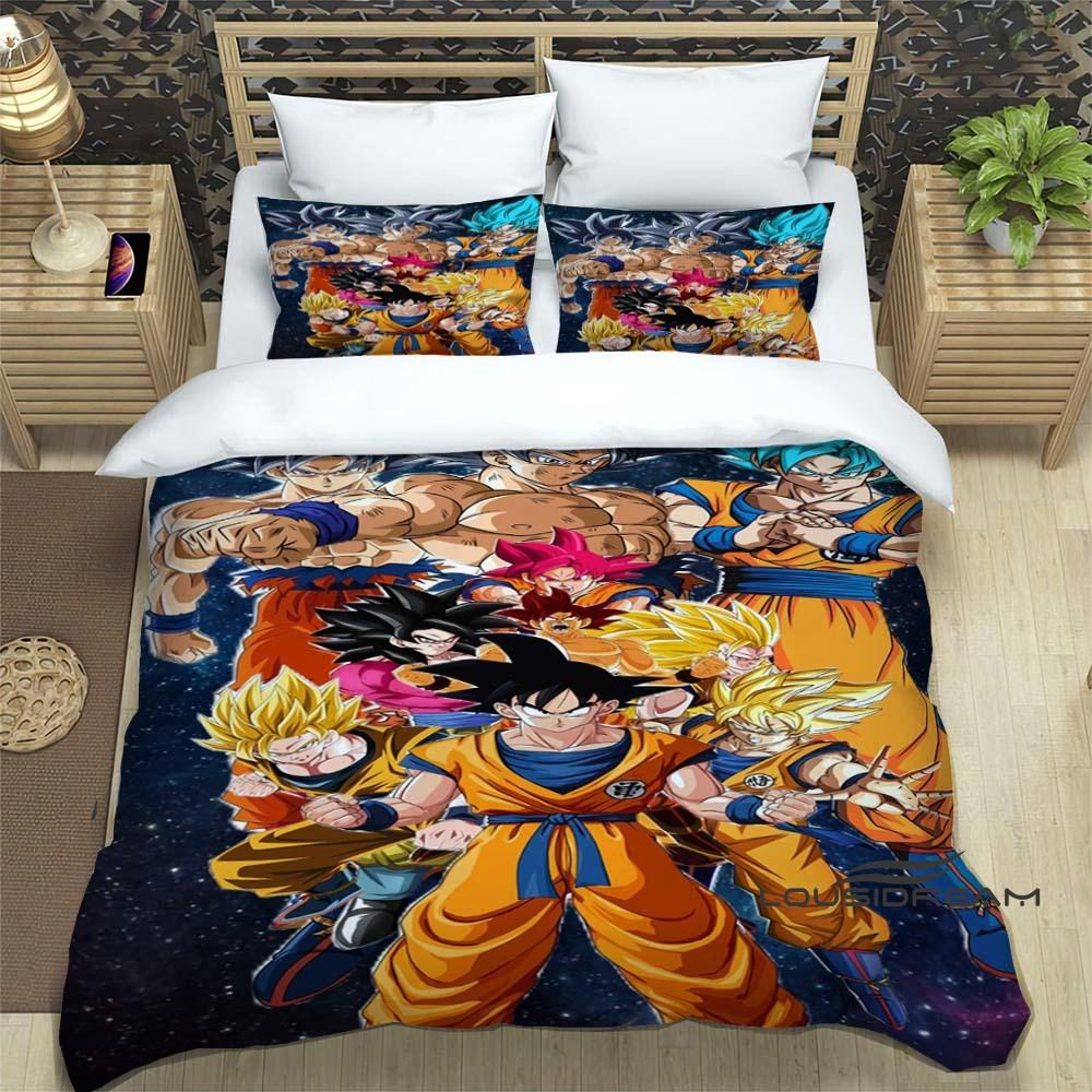 3D Dragon Ball Cartoon Bedding Set (3 Pieces) – Includes Duvet Cover and Pillowcases. Soft and Comfortable.