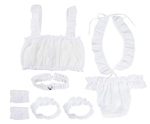 [PureAriBon] Plus Size Frilly Lovely Separate Costume Set with Bell, Cosplay, TOKYO GOODS MARKET (White, XXL)