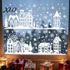 Holiday Home Window Ornament 2Pcs Christmas Town Static Glass Sticker, Reusable Decal with Snowflake Indoor Outdoor Stickers Pattern, Decorative