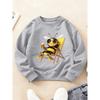 Kids Crewneck Long Sleeve Sweatshirt, Fun Quirky Print of Glasses-Wearing Bee Drinking Beer