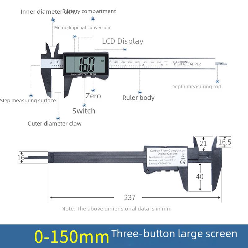 Syntek Electronic Digital Vernier Caliper, 0-150mm, Full Screen Plastic Measuring Tool for Jewelry and Crafts