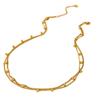 European and American Retro Fashion Double-layer Round Bead Doudou Necklace Plated with 18K Gold Stainless Steel Stacked Chain Cuban Chain