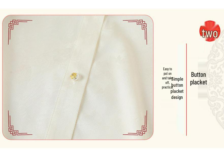 Women's Jacquard High Collar Satin Shirt, Chinese Style Long Sleeve Temperament Top for Spring.