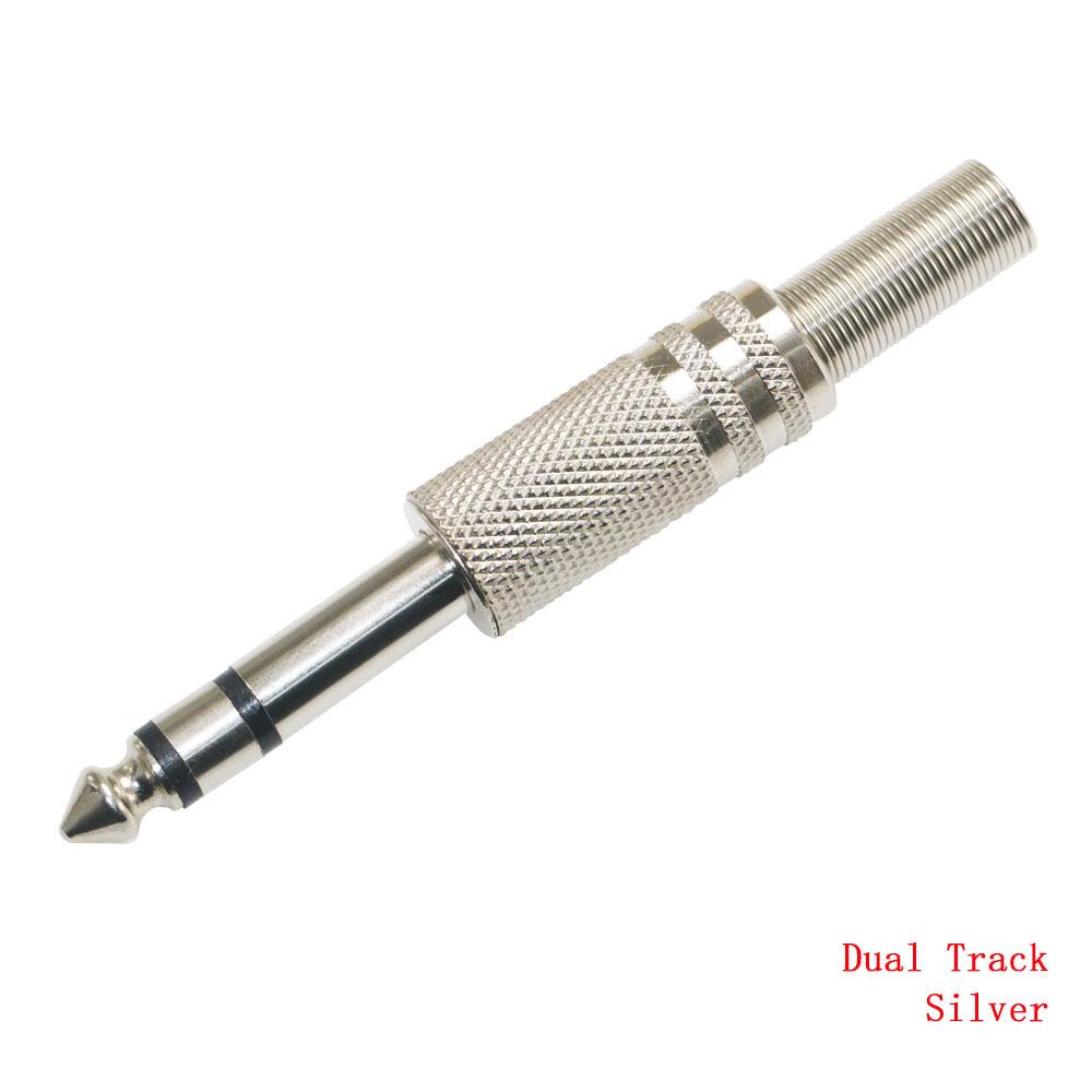 2PCS 6.35mm 2Pole Mono Amplifier Plug 6.35 Stereo Metal Microphone Jack Plug-in Audio Connector for KTV