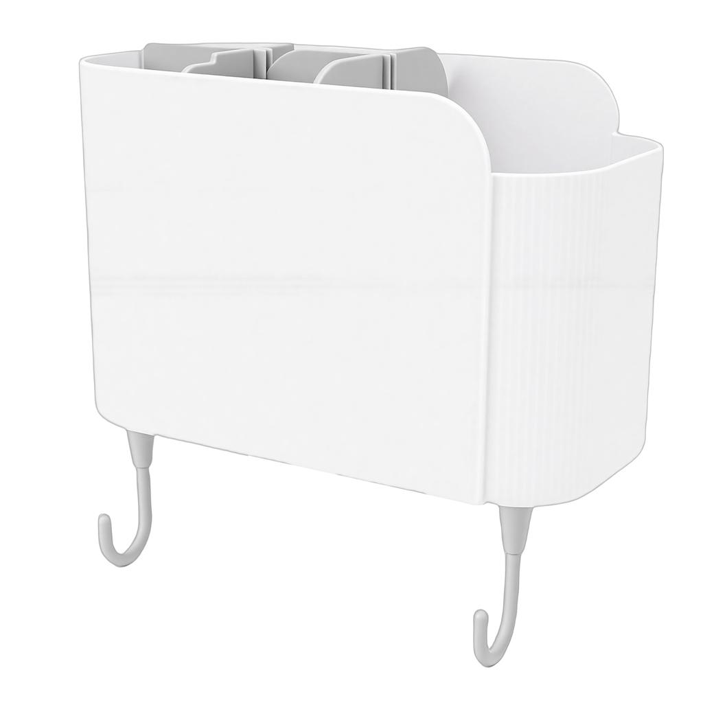Multifunctional Cooking Utensil Holder Wall Mounted Organizer Box with Detachable Dividers Hooks for Kitchen Bathroom