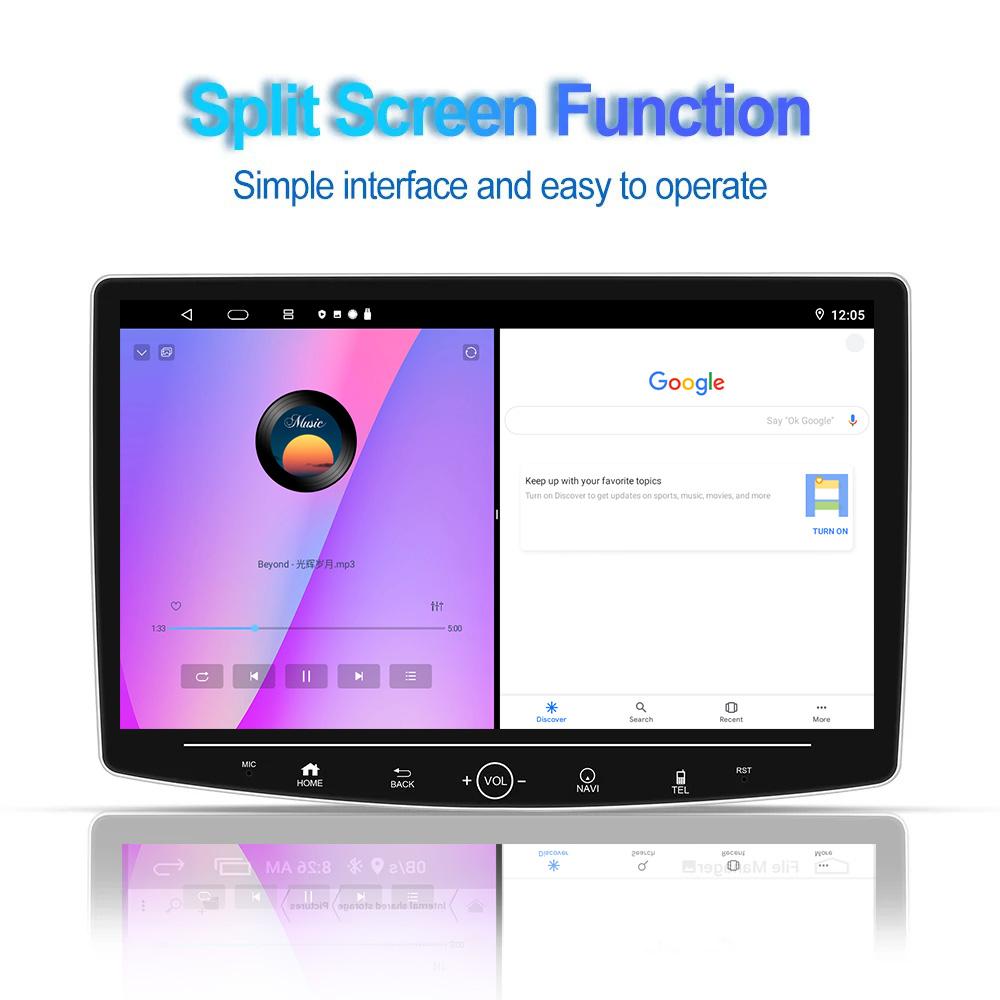 10.1 Inch Rotate Car Radio Knob Button Android Auto Apply Carplay DVD Multimedia Player Car Stereo GPS QLED Universal 1 Din