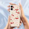 For iPhone 17 Case Big Bow Cherry Pattern Printing Straight Edge TPU Phone Back Cover