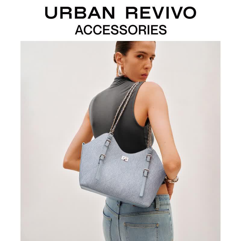 URBAN REVIVO Quilted Chain Shoulder Bag