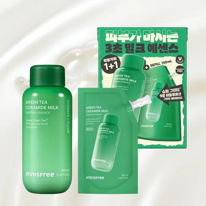 Green Tea Ceramide Milk Essence Duo Set (160mL + 160mL Refill)