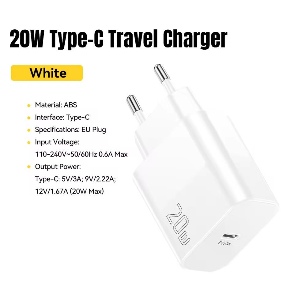 

Зарядное устройство Essager 20W USB Type C GaN Портативное USB C дорожное зарядное устройство Поддержка Type C PD быстрой зарядки для телефона 16 15 14 13 Pro Max 20W EU Plug белый