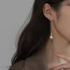 Korean Long Dangle Imitation Pearl Drop Earrings for Women Wedding Party Vintage Golden Plated Statement Jewelry