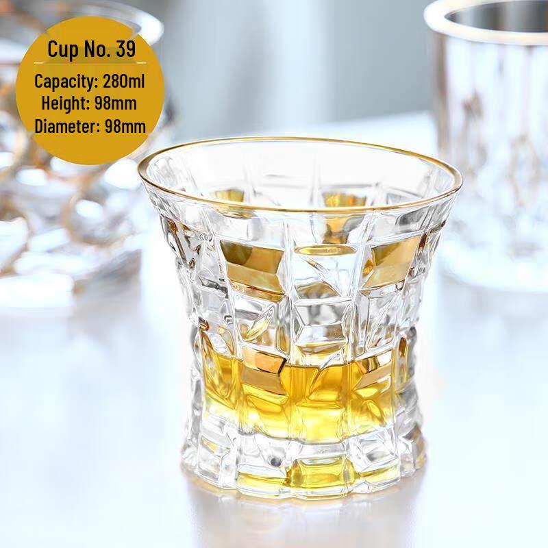 Gold-Painted Crystal Whiskey Tumbler