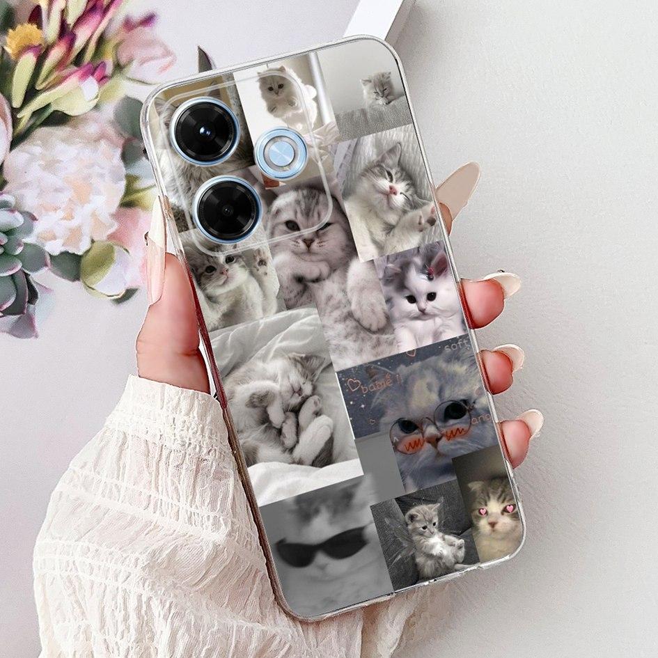New For Xiaomi Redmi 13x 4G Case Cute Cartoon Panda Machine Flower TPU Soft Silicone Cover For Xiomi Redmi 13X Shockproof Bumper