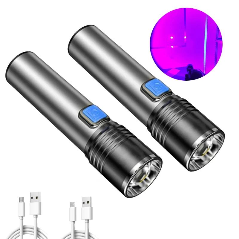365/395nm UV Flashlight Blacklight Zoomable USB Rechargeable UV Light Ultraviolet Lamp Torch for Pet Dog Urine Stains Detection