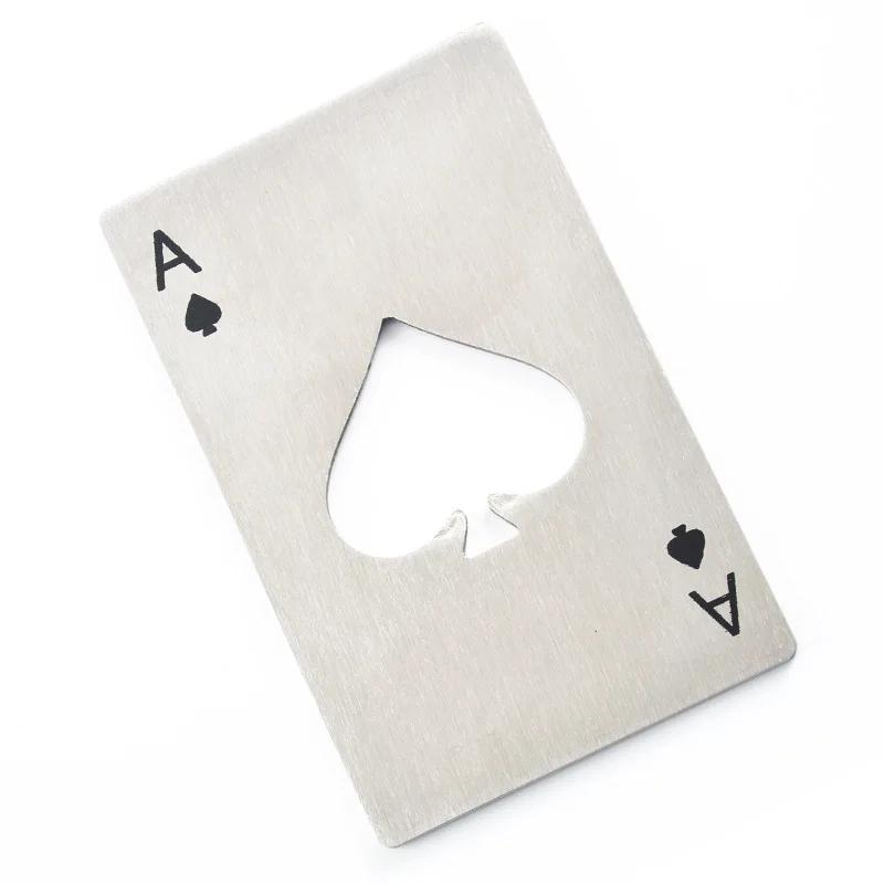 

Пики Креативная форма игральной карты Портативная открывалка для бутылок из нержавеющей стали Кредитная карта Открывалка для бутылок Отвертка для пива серебряный