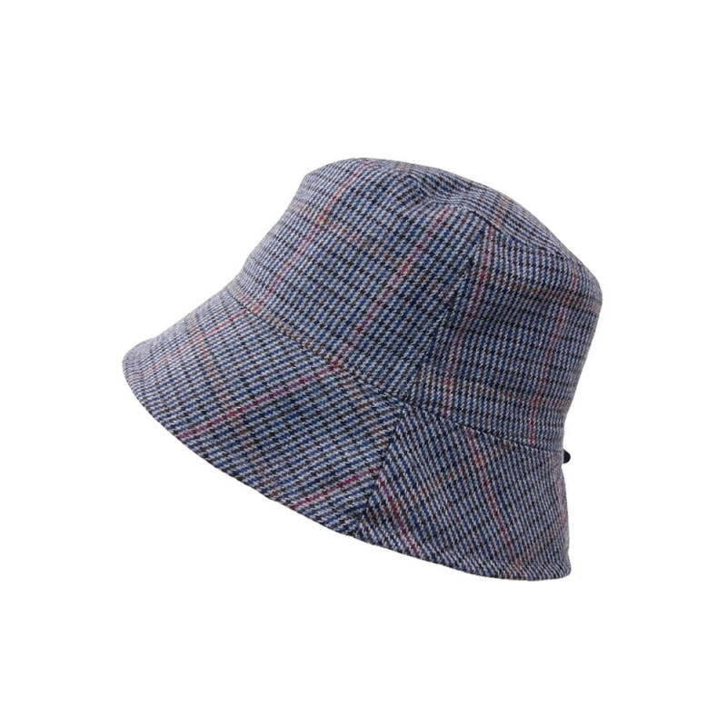 Базовая клетчатая шляпа-ведро на завязках модная шерстяная шляпа-ведро navy blue