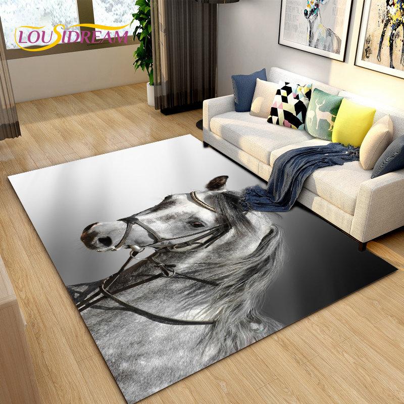 3D Animal Pentium Horse Area Rug,Carpet Rug for Living Room Children's Room Decoration,Kids Play Crawling Non-slip Floor Mat