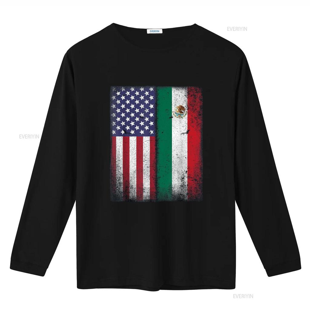 Mexican American Flag Mexico Usa Mexicana Mexicano T Shirt vintage Washed Stretched Slightly graphic Casual homme Soft Stylish