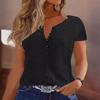 Damen Sommer T-Shirt Lässig Locker Bequem Rundhalsausschnitt Jacquard Lochmuster Kurzarm T-Shirt