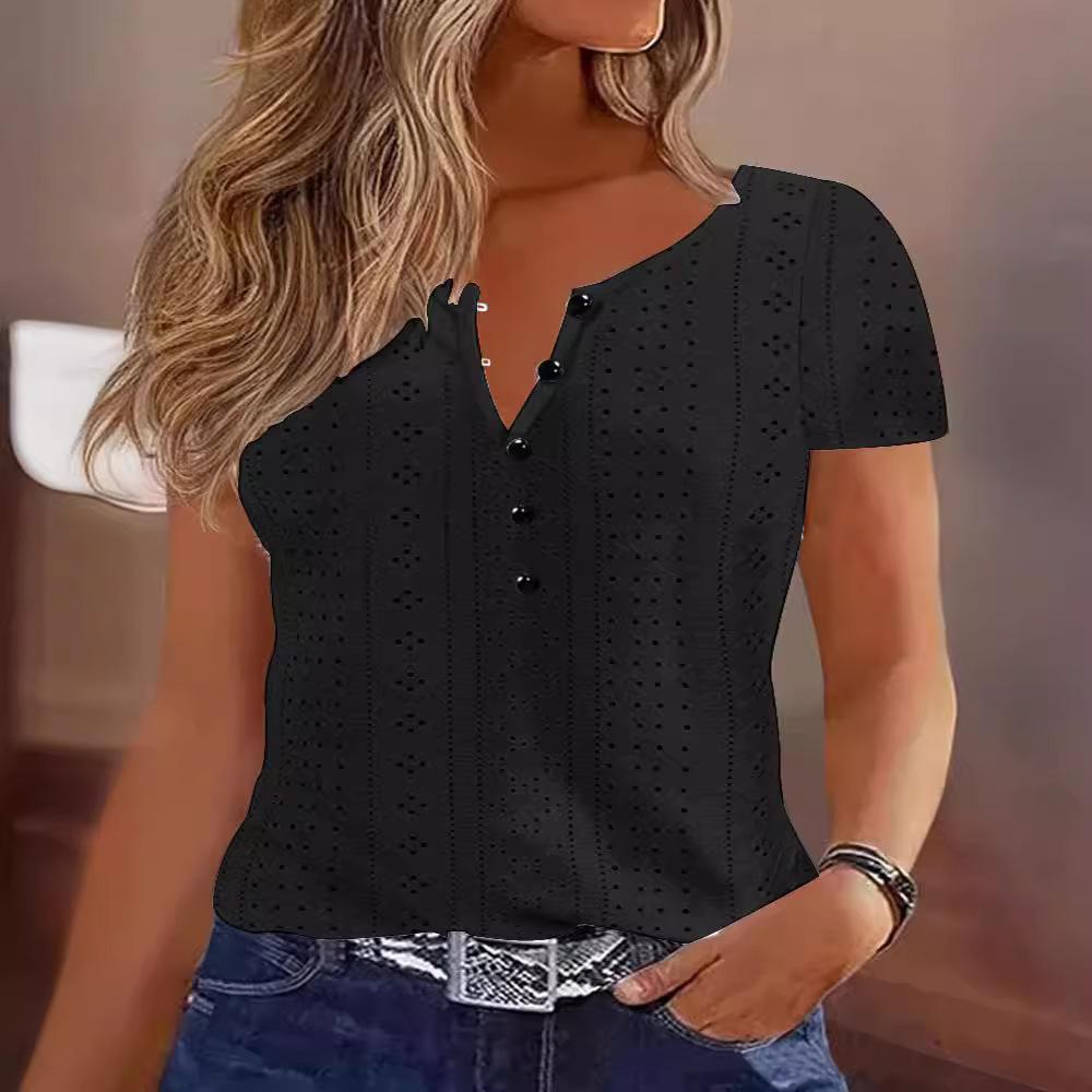 

Женская футболка свободного покроя, удобная, с круглым вырезом, жаккардовая, с короткими рукавами 4XL чёрный