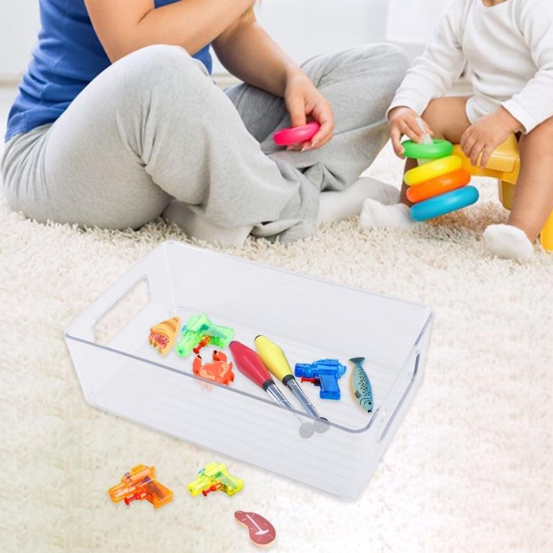 Practical Storage Solution Transparent Makeup Container Clear Plastic Tray for Bathroom and Desk Organizer Storage Box