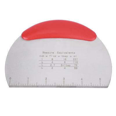 Stainless Steel Dough Cake Butter Scraper Pizza Cutter Cutting Knife with Scale Baking ToolRed
