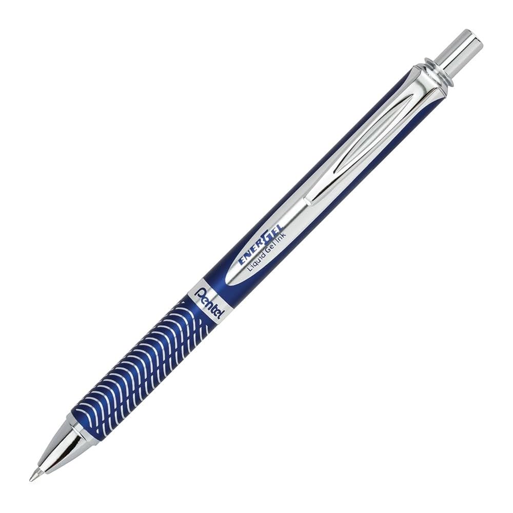 Pentel EnerGel Alloy RT Gel Ink Ballpoint Pen 0.7mm Blue Barrel Black Ink