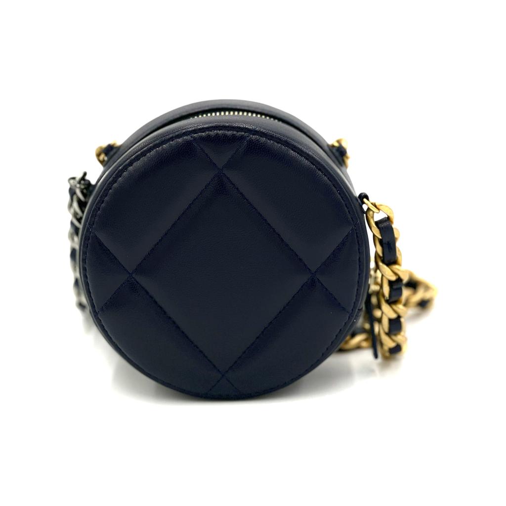 Chanel 19Bag Sheepskin Evening Bag, Round Bag, Handheld Shoulder Bag, Crossbody Bag Women's Dark Blue AP0945-B03211-N7384