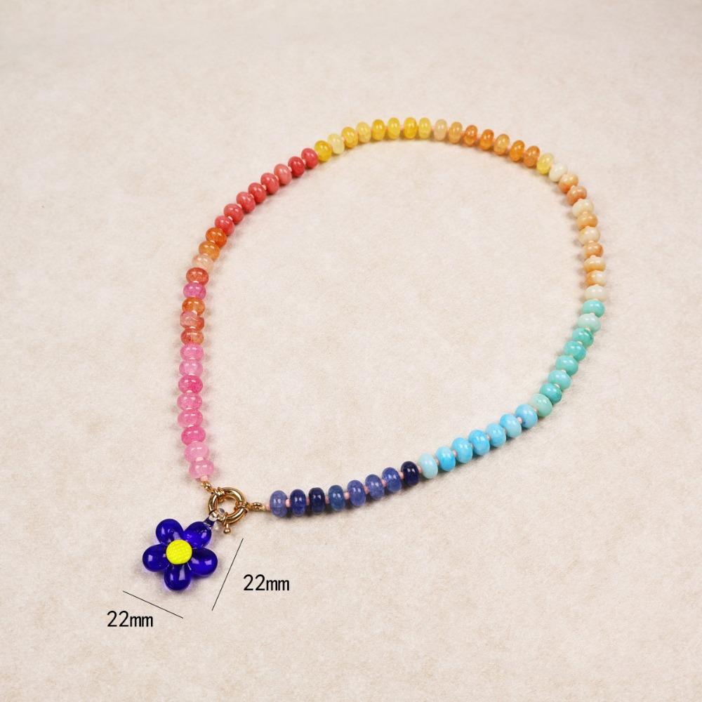 Bohemia Floral Chain Choker Colorful Beads Pendant Necklace Trendy Flower Necklace  Sea Beach