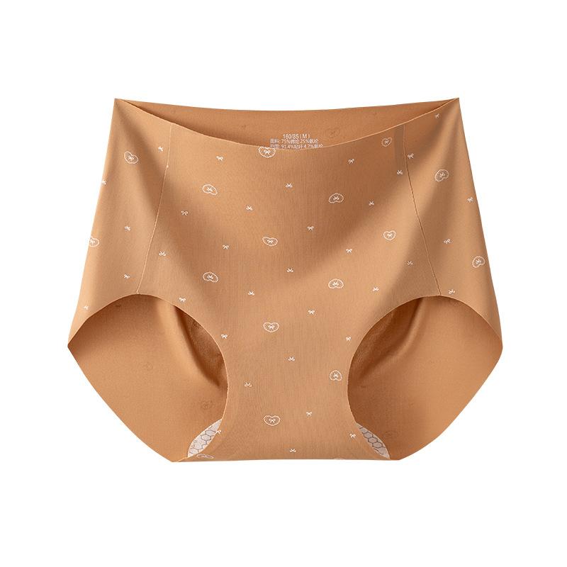 Ladies Spring and Autumn New Print Camellia 10A Antibacterial Crotch Peach Hip No Trace Briefs
