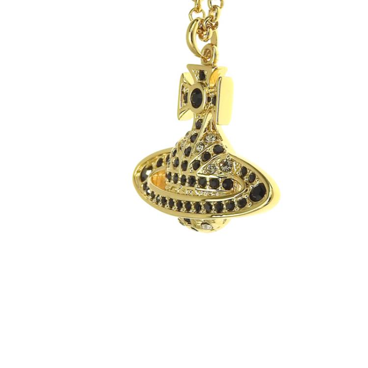 Vivienne Westwood Planet Design Brass Necklace Women necklace Gold 6302039T02R518 Basic Packaging-Dust Bag+Box