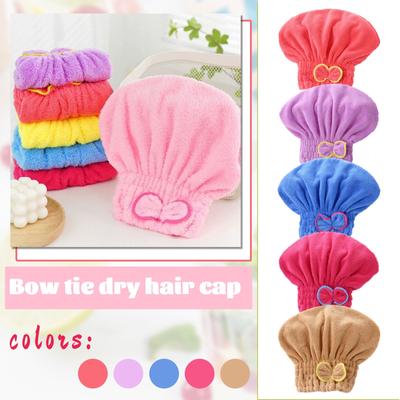 Čepice na suché vlasy pro ženy s mašlí Coral Velvet Princess Cap Super absorpční ručník na suché vlasy Rychleschnoucí Čelenka do sprchy
