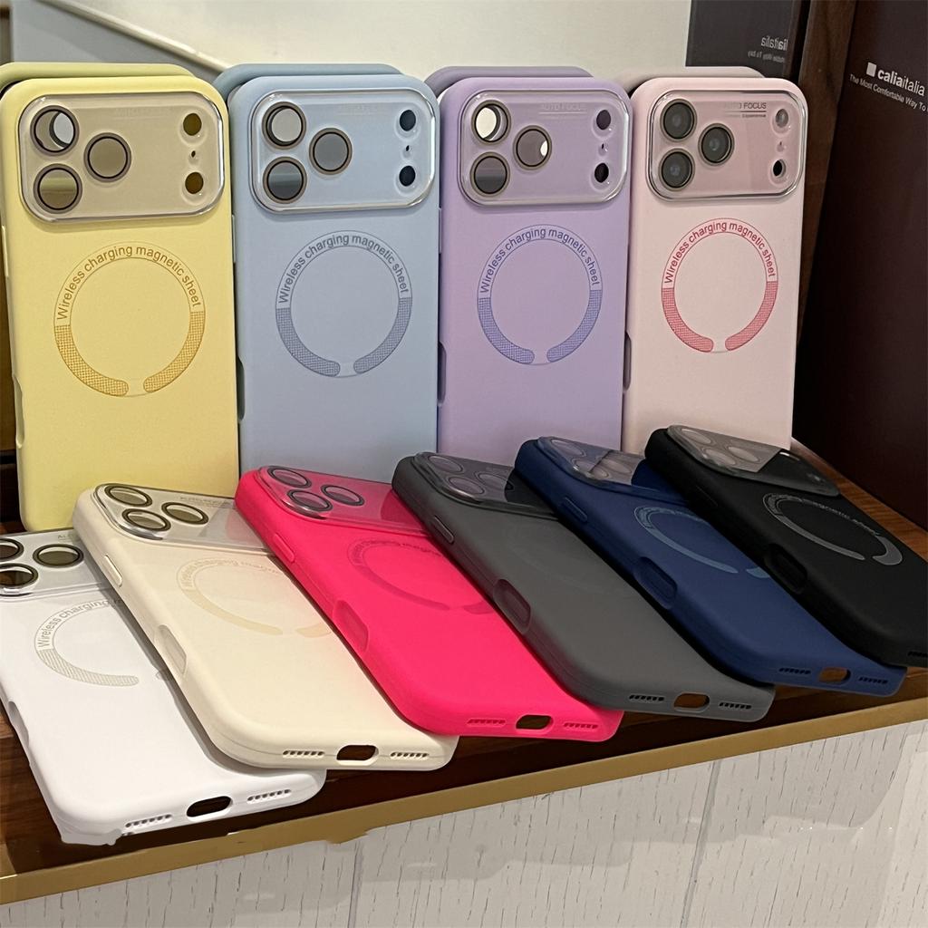 Camera Lens Protection Liquid Silicone Phone Case for iPhone 17 16 15 14  Pro Max Shockproof Soft For Magsafe Magnetic Cover